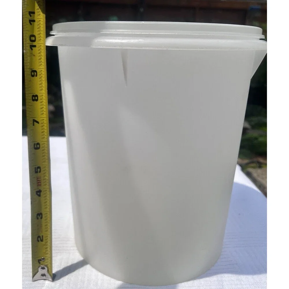 Big Vintage Tupperware Giant Tall Round Canister 255-16 Sheer White w/1203-5 Lid
